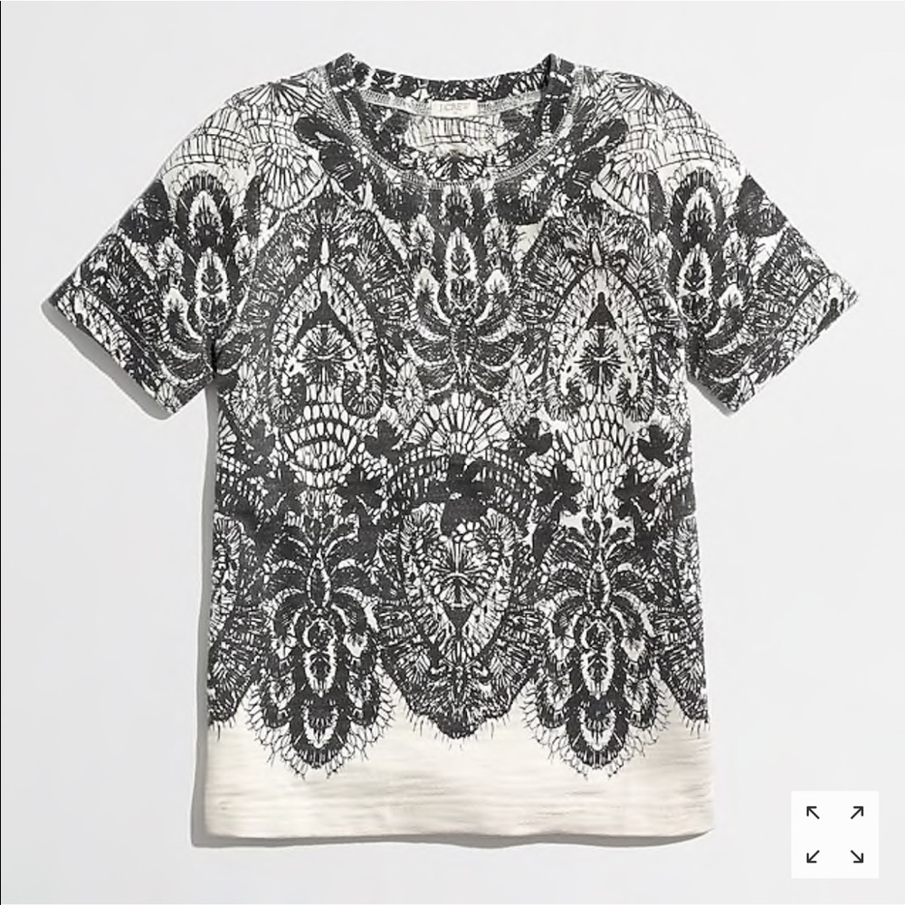Jcrew Lace Print Short Sleeve Sweatshirt